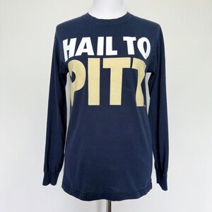Pittsburgh Panthers Pitt Long Sleeve Shirt Mens Size Small NCAA Navy Blue Gold